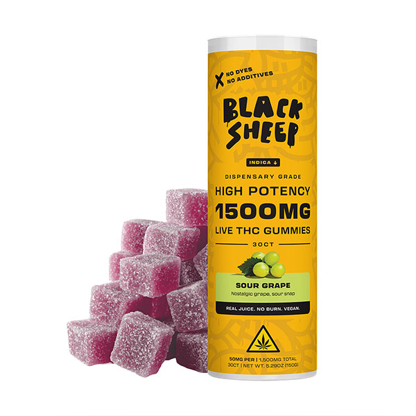 black sheep live thc gummies 1500mg 30ct sour grape