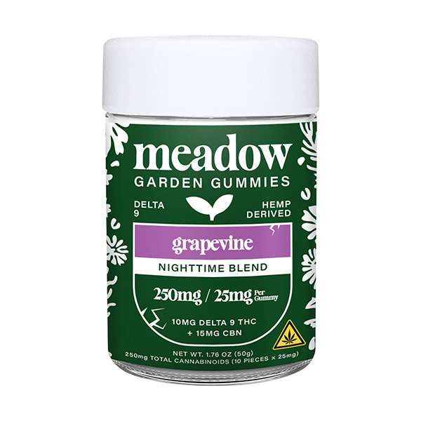 meadow garden delta 8 gummies for beginners 250mg nightime blend grape vine