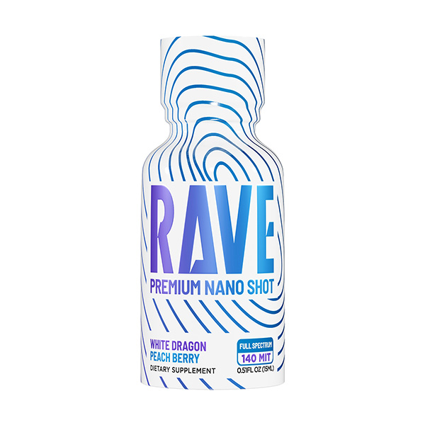 rave kratom shot 140mit white dragon peach berry