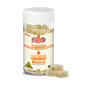 rezin 10k gummies 10ct raspberry peach sherbert