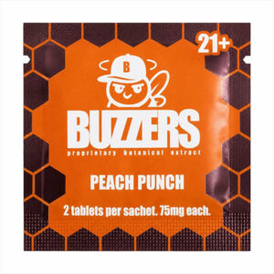 buzzers botanical extract tablets 150mg 2ct peach punch