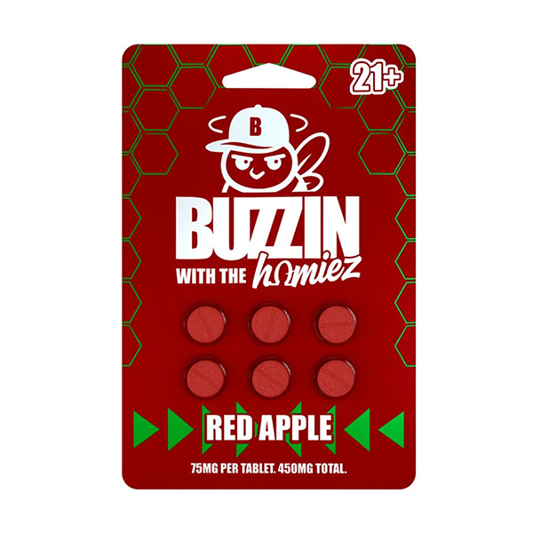 buzzin with the homiez botanical extract 450mg 6ct tablets red apple