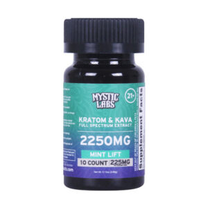 mystic labs 2250mg 10ct kratom kava tablets mint lift