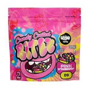 ocho extracts candy coated bitez 500mg 2ct gummies pink strawburst