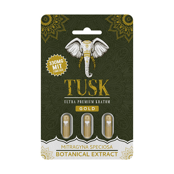 tusk kratom capsules 330mg 3ct gold