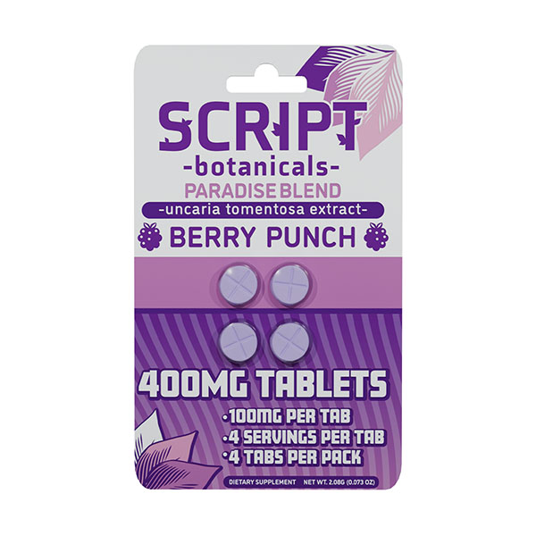 script botanicals cats claw 400mg tablets 4ct berry punch