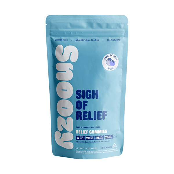snoozy relief gummies 20ct tart blueberry