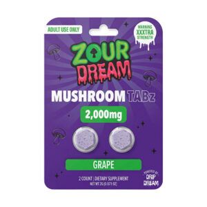 zour dream mushroom tablets 2000mg 2ct grape