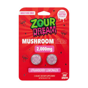 zour dream mushroom tablets 2000mg 2ct strawberry lemonade