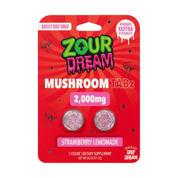 zour dream mushroom tablets 2000mg 2ct strawberry lemonade